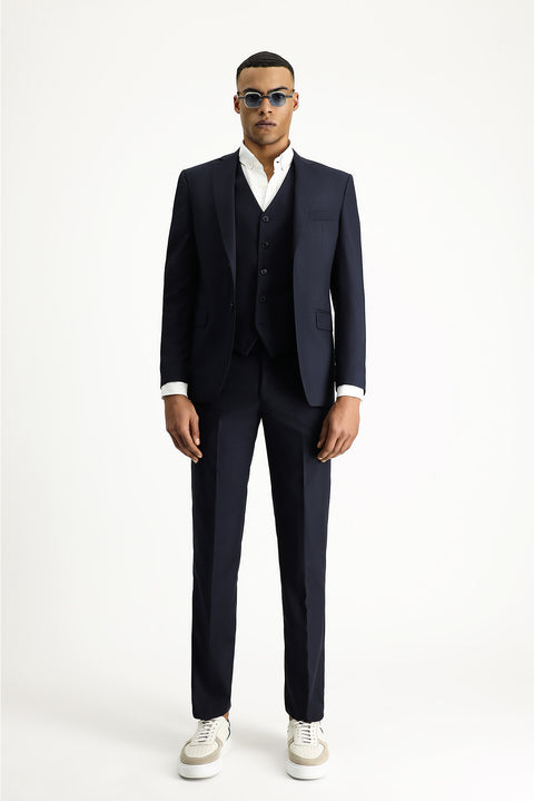 Dark Navy 7 Drop Slim Fit Suit with Vest