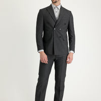 Medium Anthracite 7 Drop Slim Fit Striped Double-Breasted Suit