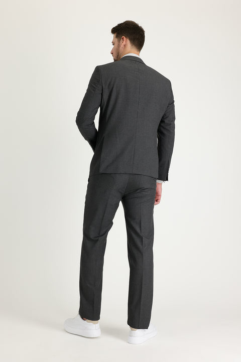 Medium Anthracite 7 Drop Slim Fit Striped Double-Breasted Suit