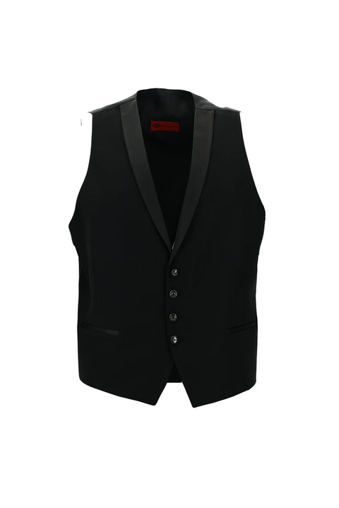 Black 7 Drop Slim Fit Narrow Cut Mono Collar Vest Tuxedo & Groom Suit