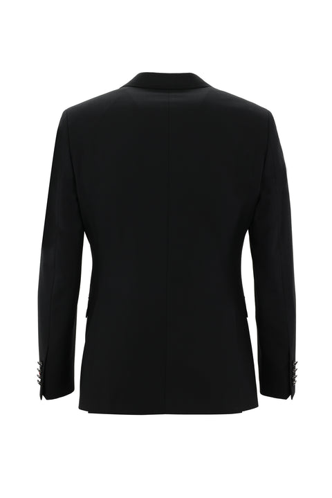 Siyah 7 Drop Slim Fit Dar Kesim Mono Yaka Yelekli Smokin & Damatlık