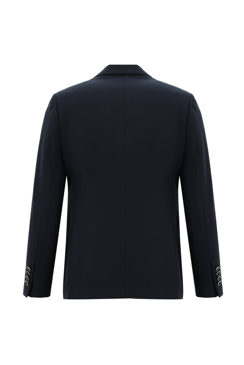 Orta Lacivert 7 Drop Slim Fit Dar Kesim Mono Yaka Yelekli Smokin & Damatlık