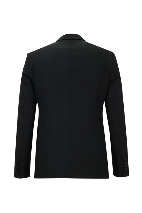 Siyah 7 Drop Slim Fit Dar Kesim Mono Yaka Yelekli Smokin & Damatlık
