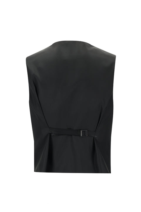 Siyah 7 Drop Slim Fit Dar Kesim Mono Yaka Yelekli Smokin & Damatlık