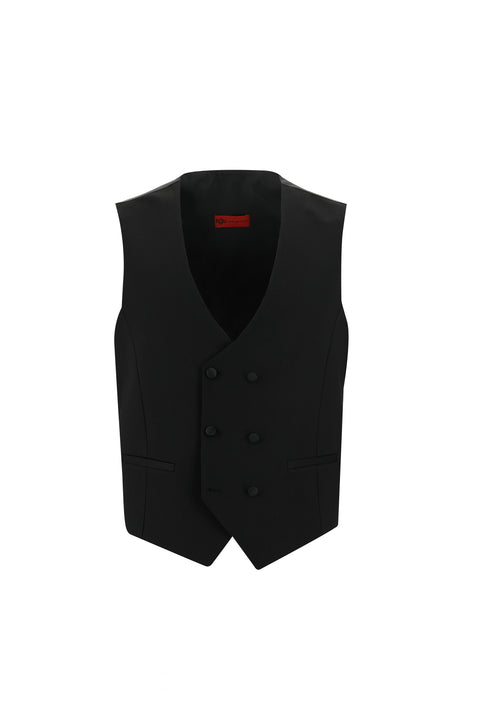 Siyah 7 Drop Slim Fit Dar Kesim Mono Yaka Smokin & Damatlık