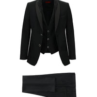 Black 7 Drop Slim Fit Narrow Cut Shawl Collar Vest Tuxedo & Groom Suit