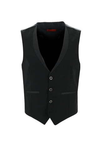  Siyah 7 Drop Slim Fit Dar Kesim Şal Yaka Yelekli Smokin & Damatlık