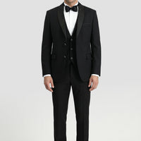 Black 7 Drop Slim Fit Narrow Cut Shawl Collar Vest Tuxedo & Groom Suit