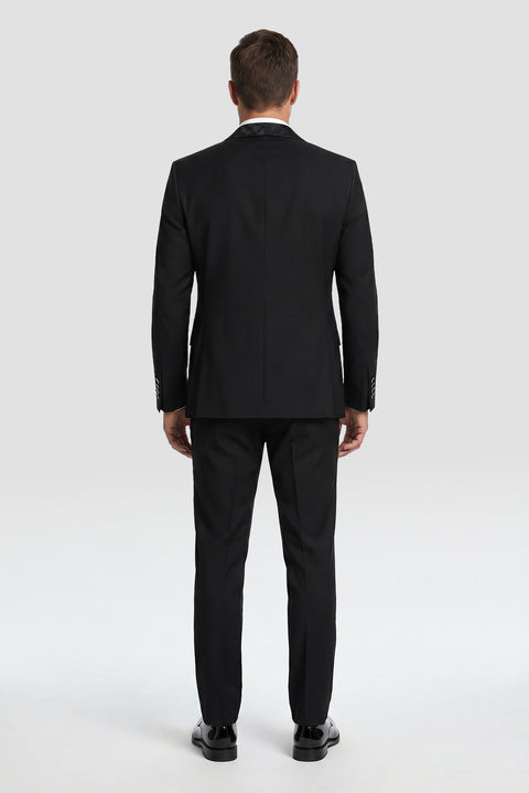 Black 7 Drop Slim Fit Narrow Cut Shawl Collar Vest Tuxedo & Groom Suit