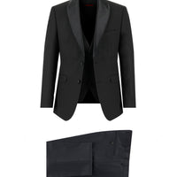 Black 7 Drop Slim Fit Narrow Cut Shawl Collar Vest Tuxedo & Groom Suit