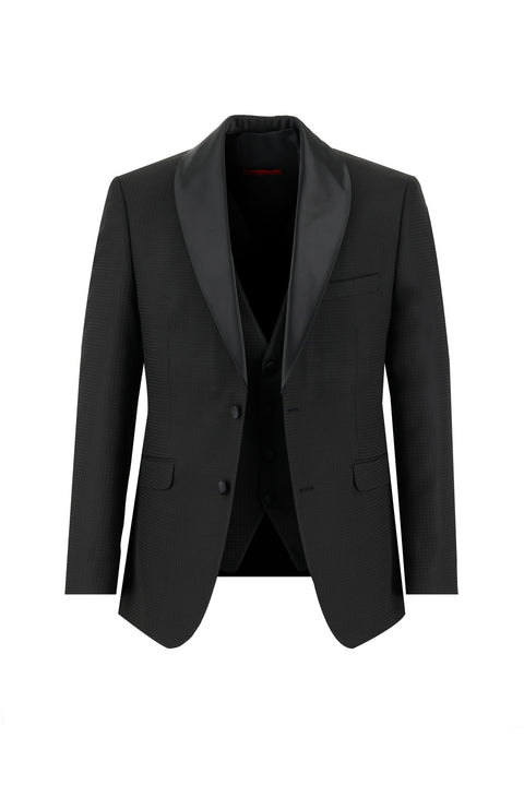 Black 7 Drop Slim Fit Narrow Cut Shawl Collar Vest Tuxedo & Groom Suit