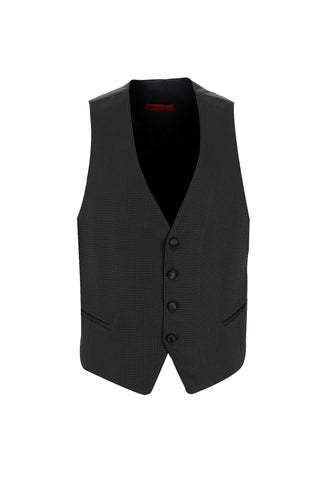  Siyah 7 Drop Slim Fit Dar Kesim Şal Yaka Yelekli Smokin & Damatlık