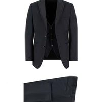 Black 7 Drop Slim Fit Narrow Cut Pointed Collar Vest Tuxedo & Groom Suit