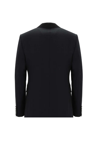  Siyah 7 Drop Slim Fit Dar Kesim Şal Yaka Yelekli Smokin & Damatlık