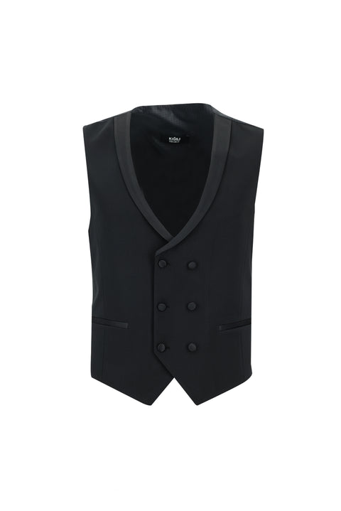 Black 7 Drop Super Slim Fit Extra Narrow Cut Shawl Collar Vest Tuxedo & Groom Suit