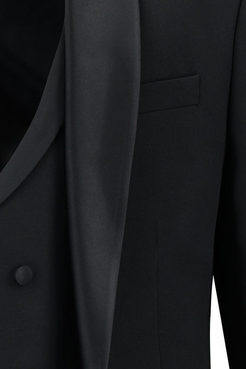 Black 7 Drop Super Slim Fit Extra Narrow Cut Shawl Collar Vest Tuxedo & Groom Suit