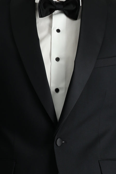 Siyah 7 Drop Slim Fit Dar Kesim Şal Yaka Smokin & Damatlık