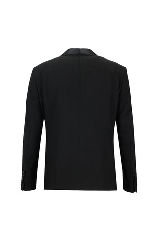  Siyah 7 Drop Slim Fit Dar Kesim Şal Yaka Yelekli Smokin & Damatlık