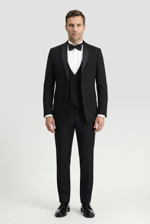 Black 7 Drop Slim Fit Tuxedo & Groom Suit