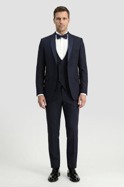 Medium Navy 7 Drop Slim Fit Tuxedo & Groom Suit