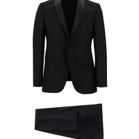 Siyah 7 Drop Slim Fit Dar Kesim Şal Yaka Smokin & Damatlık