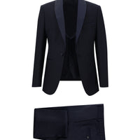 Dark Navy 4-Drop Relaxed Fit Shawl Collar Tuxedo & Groom Suit