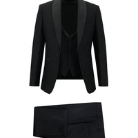 Black 7 Drop Slim Fit Narrow Cut Shawl Collar Tuxedo & Groom Suit