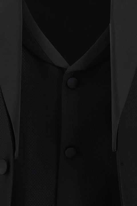 Black 7 Drop Slim Fit Narrow Cut Shawl Collar Tuxedo & Groom Suit