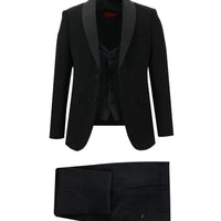 Black 7 Drop Slim Fit Narrow Cut Shawl Collar Vest Tuxedo & Groom Suit