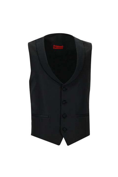 Black 7 Drop Slim Fit Narrow Cut Shawl Collar Vest Tuxedo & Groom Suit
