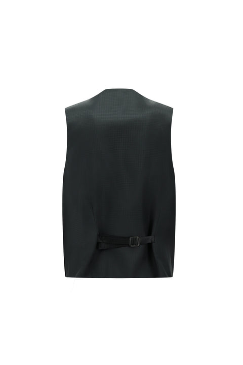 Siyah 7 Drop Slim Fit Dar Kesim Sivri Yaka Yelekli Smokin & Damatlık