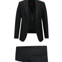 Black 7 Drop Slim Fit Narrow Cut Pointed Collar Tuxedo & Groom Suit