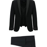 Black 7 Drop Super Slim Fit Extra Narrow Cut Pointed Collar Vest Tuxedo & Groom Suit