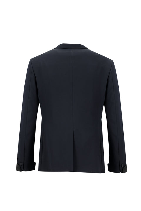Dark Navy 7-Drop Super Slim Fit Extra Narrow Cut Pointed Lapel Vest Tuxedo & Groom Suit
