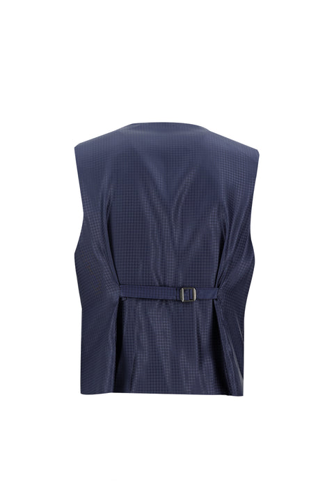 Dark Navy 7-Drop Super Slim Fit Extra Narrow Cut Pointed Lapel Vest Tuxedo & Groom Suit