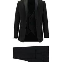 Black 7 Drop Slim Fit Narrow Cut Pointed Collar Vest Tuxedo & Groom Suit