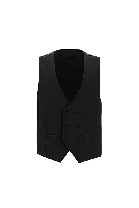 Black 7 Drop Slim Fit Narrow Cut Pointed Collar Vest Tuxedo & Groom Suit