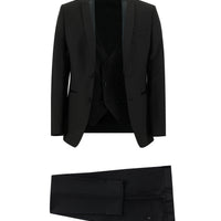 Black 7 Drop Slim Fit Narrow Cut Pointed Collar Vest Tuxedo & Groom Suit