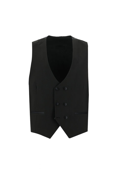 Black 7 Drop Slim Fit Narrow Cut Pointed Collar Vest Tuxedo & Groom Suit