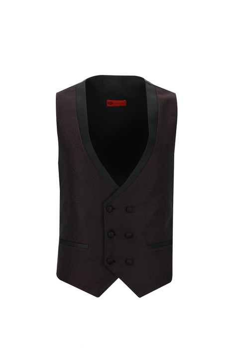 Siyah 7 Drop Slim Fit Dar Kesim Sivri Yaka Yelekli Smokin & Damatlık