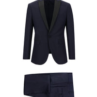 Dark Navy 7 Drop Slim Fit Narrow Cut Pointed Collar Tuxedo & Groom Suit
