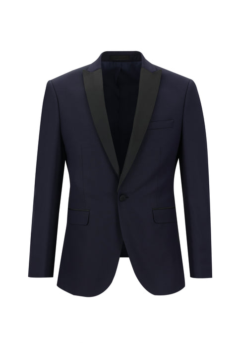 Dark Navy 7 Drop Slim Fit Narrow Cut Pointed Collar Tuxedo & Groom Suit
