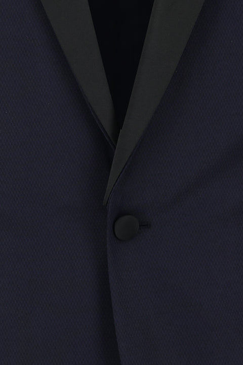 Dark Navy 7 Drop Slim Fit Narrow Cut Pointed Collar Tuxedo & Groom Suit