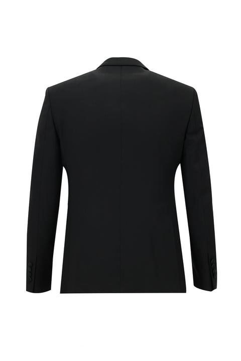Black 7 Drop Slim Fit Narrow Cut Pointed Collar Vest Wool Tuxedo & Groom Suit