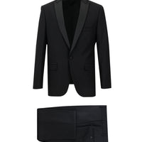 Black 7 Drop Slim Fit Narrow Cut Pointed Collar Tuxedo & Groom Suit