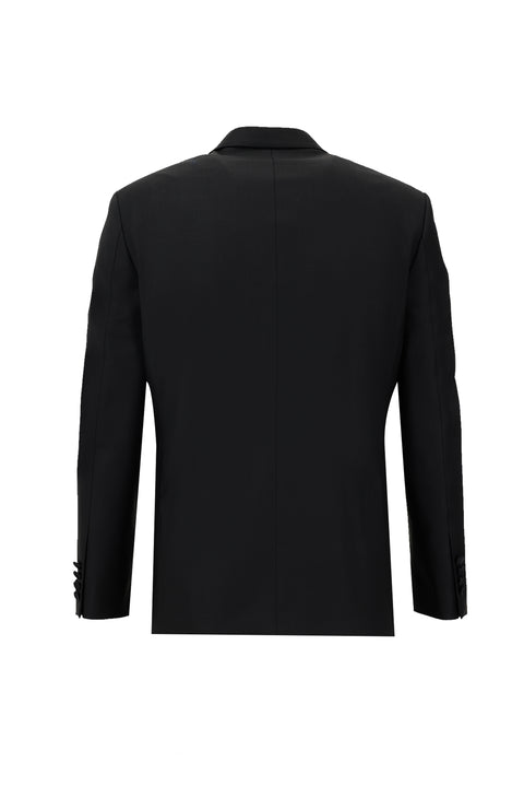 Black 4-Drop Relaxed Fit Comfortable Cut Pointed Collar Tuxedo & Groom Suit