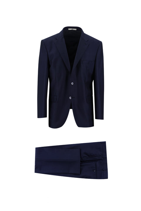 Medium Navy 6 Drop Regular Fit Standard Cut Patterned Suit