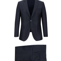 Dark Navy 4-Drop Relaxed Fit Patterned Suit