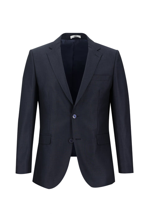 Dark Navy 4-Drop Relaxed Fit Patterned Suit