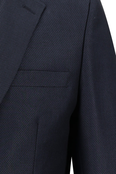 Dark Navy 4-Drop Relaxed Fit Patterned Suit
